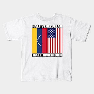 Half Venezuelan Half American Heritage USA Roots & Venezuela DNA Family Flag Design Kids T-Shirt